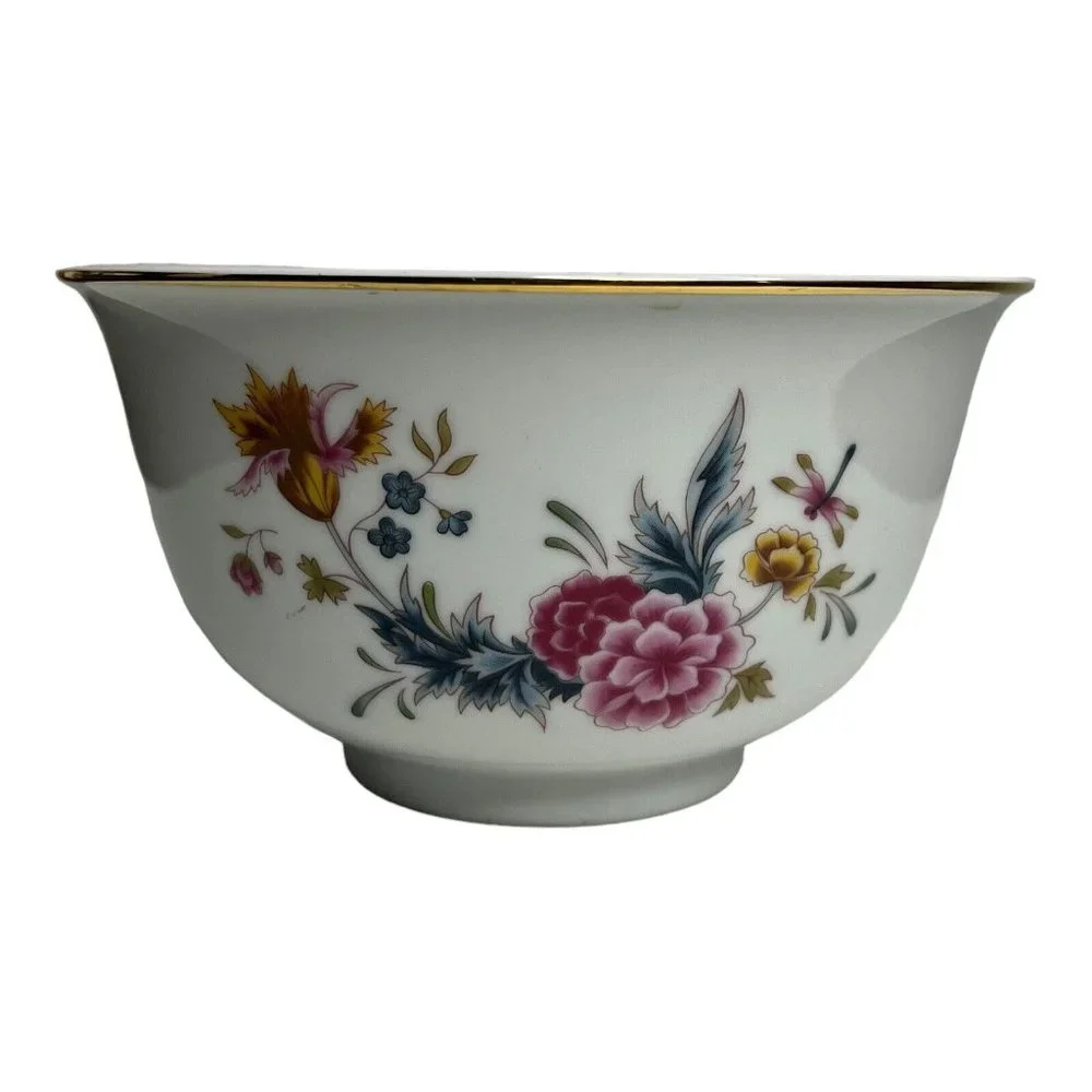 American Heirloom Independence Day 1981 Porcelain Floral Dragonfly Bowl‎ Avon